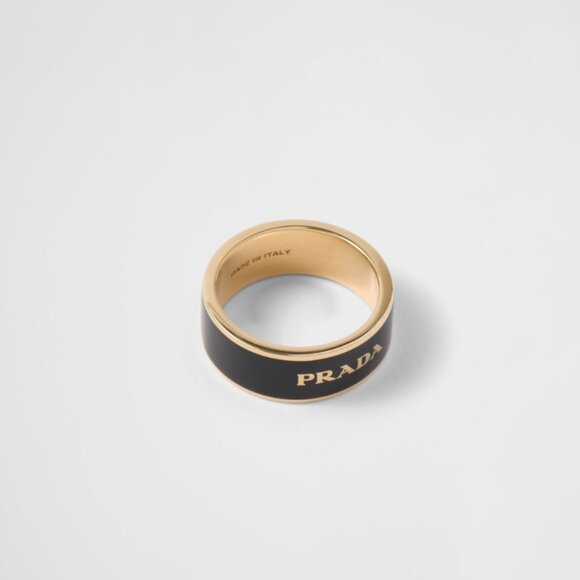 Prada Logo Enamel Brass Ring SIZE 7.5 - Picture 2 of 2